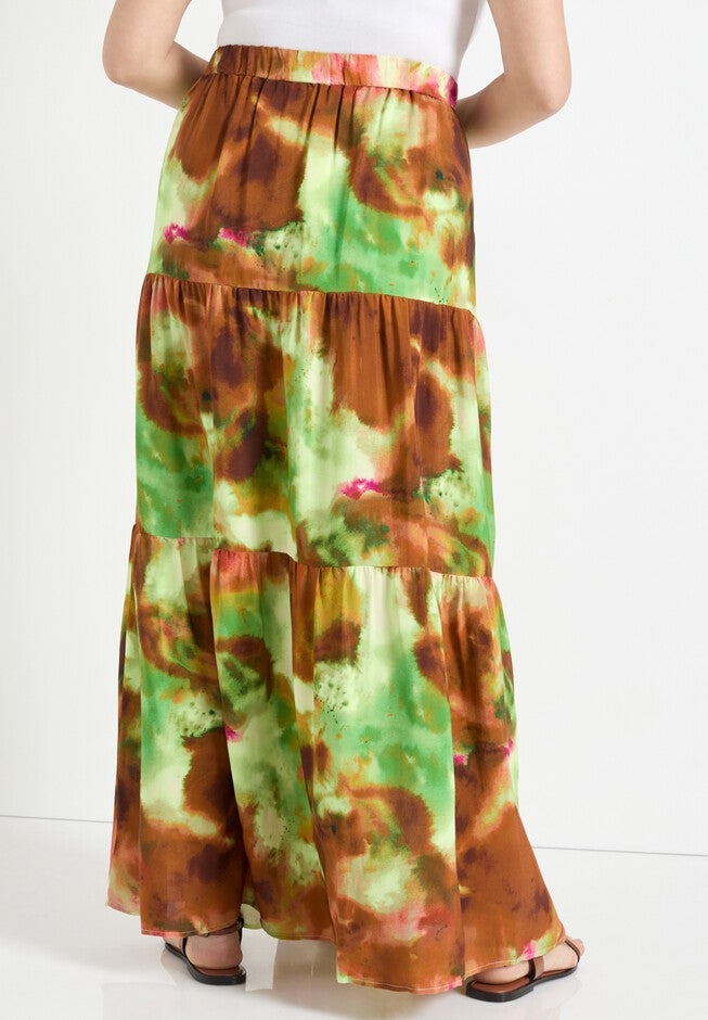 High-Slit Maxi Skirt, WATERCOLOR TIE DYE, on-hover image number null