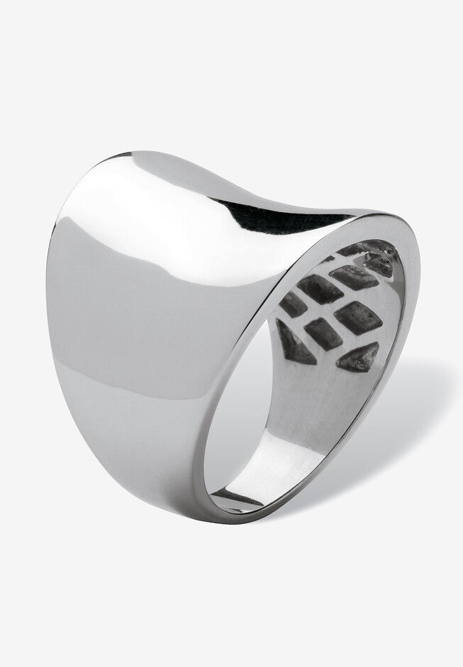 Stainless Steel Concave Cigar Band Ring (10Mm) Jewelry, , on-hover image number 1