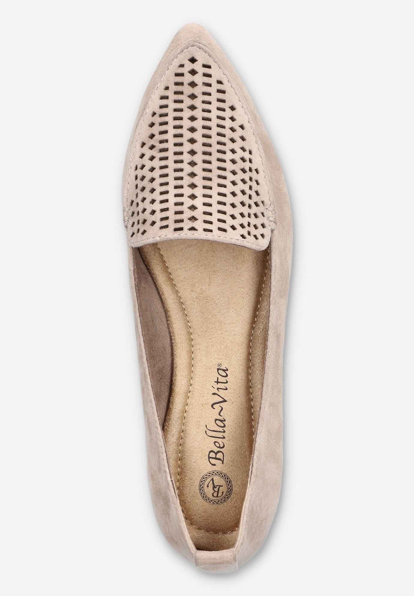 Alessi Perf Pointed Toe Flat, ALMOND SUEDE, alternate image number 6