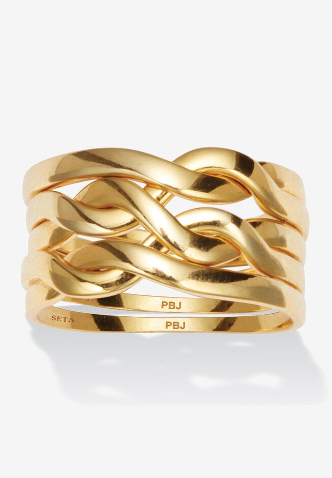 14K Yellow Gold-Plated 5 Piece Puzzle Ring, GOLD, hi-res image number null