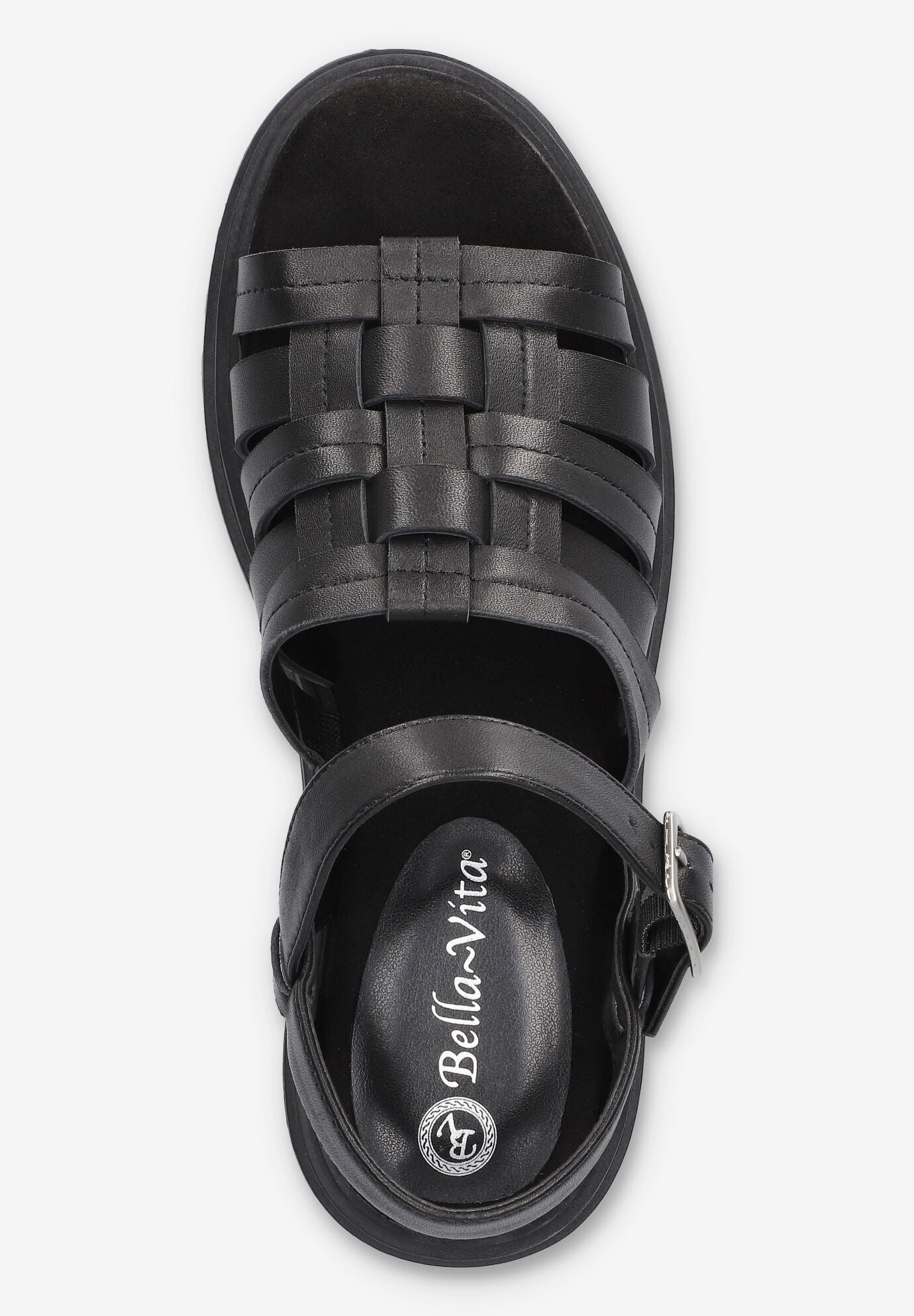 Loni Lug Sole Fisherman Sandal, BLACK LEATHER, alternate image number 6