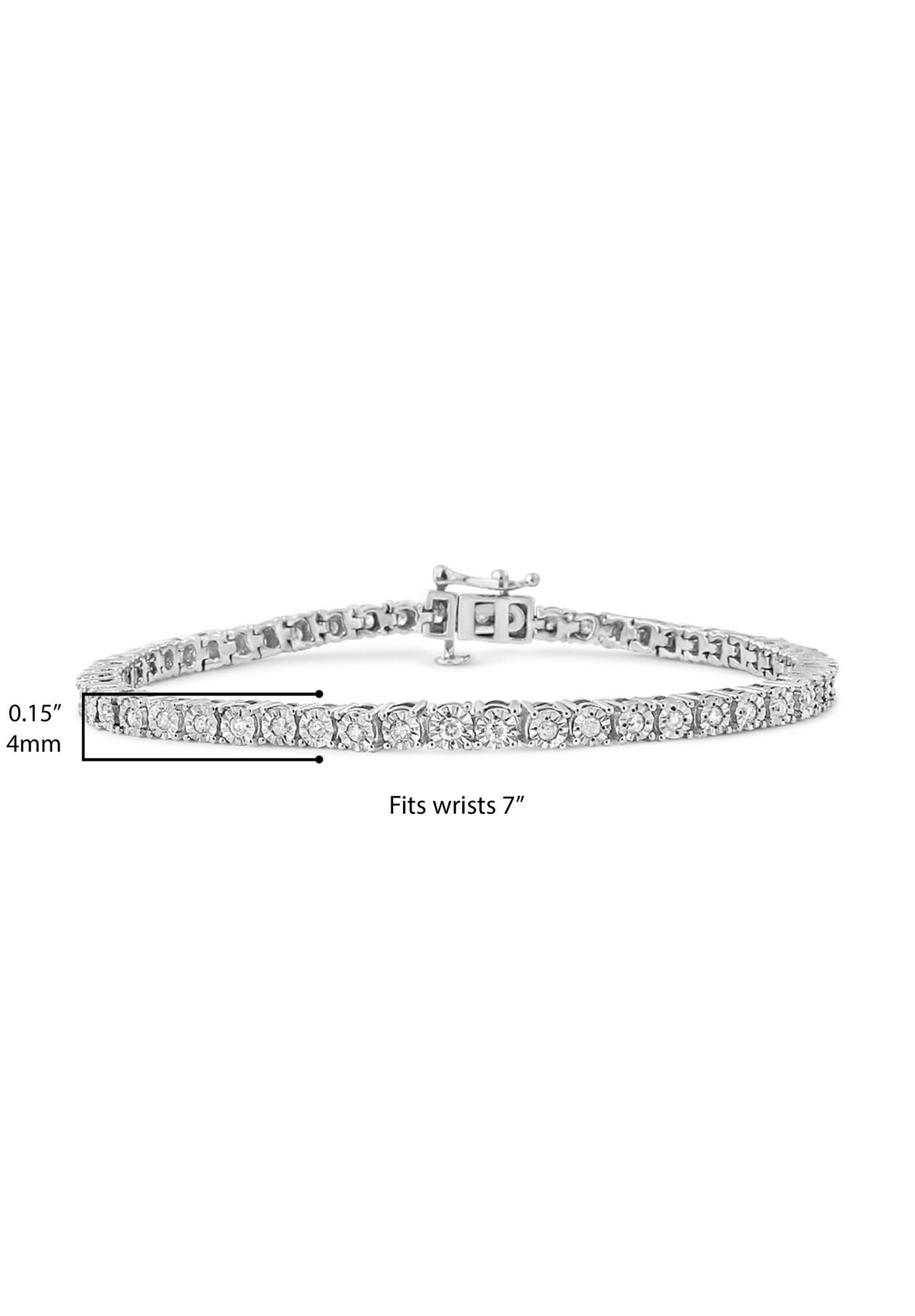 Sterling Silver Miracleset Diamond Round Faceted Bezel Tennis Bracelet 6 inches, , alternate image number 7