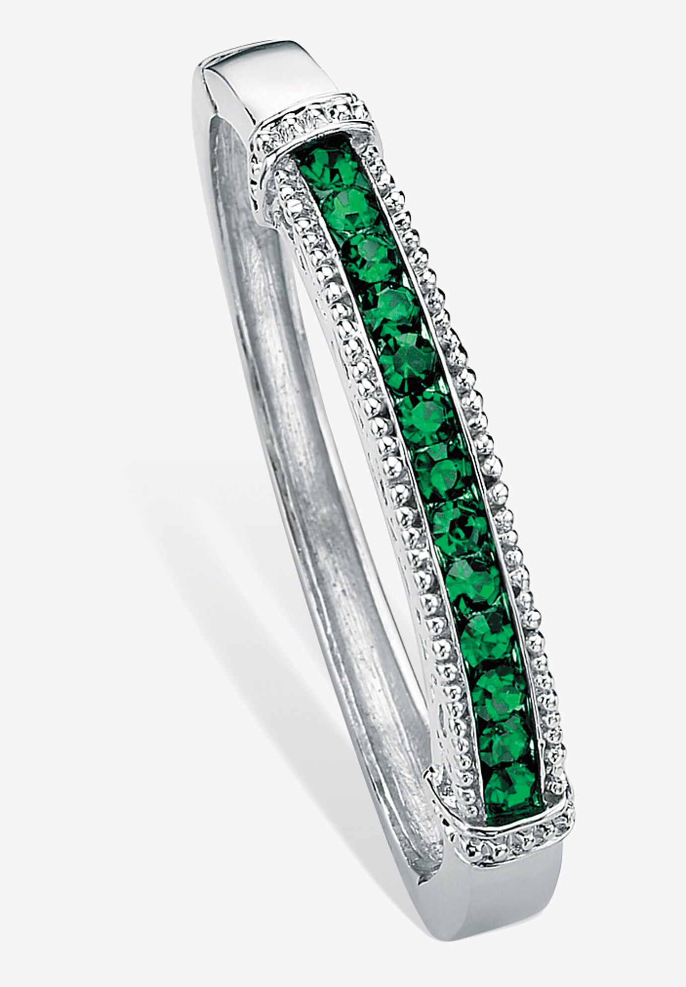 Round Birthstone Bangle Bracelet In Silvertone Jewelry, MAY, hi-res image number 0