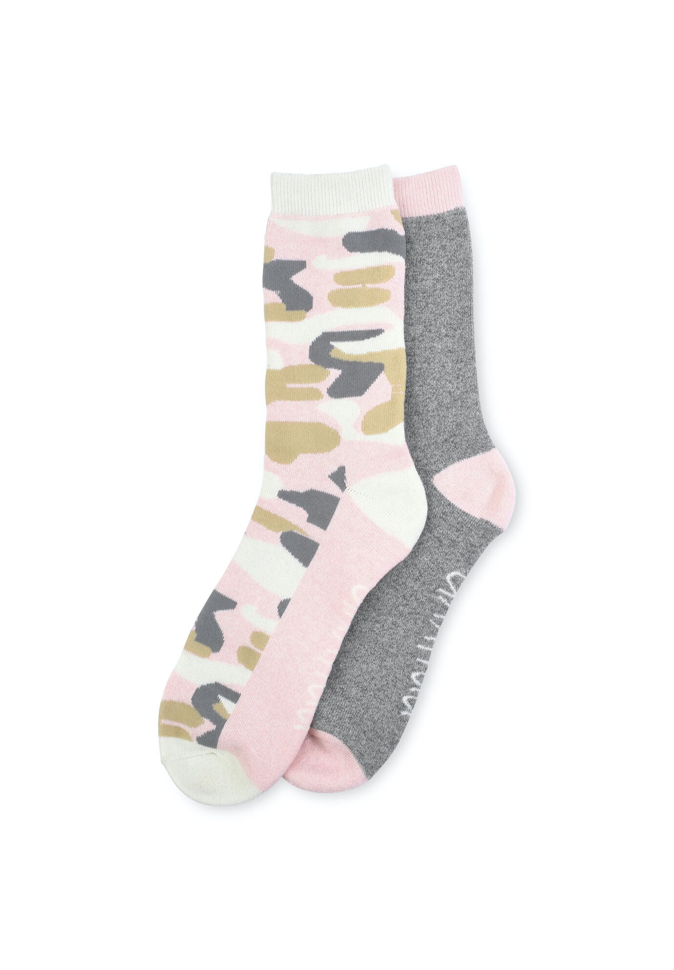 2 Pack Super Soft Midweight Cushioned Thermal Socks, PINK CAMO GREY, hi-res image number 0
