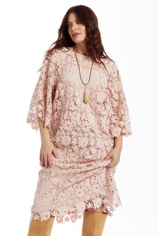 Bell-Sleeve Lace Midi Dress | Avenue Bell-Sleeve Lace Midi Dress | Avenue