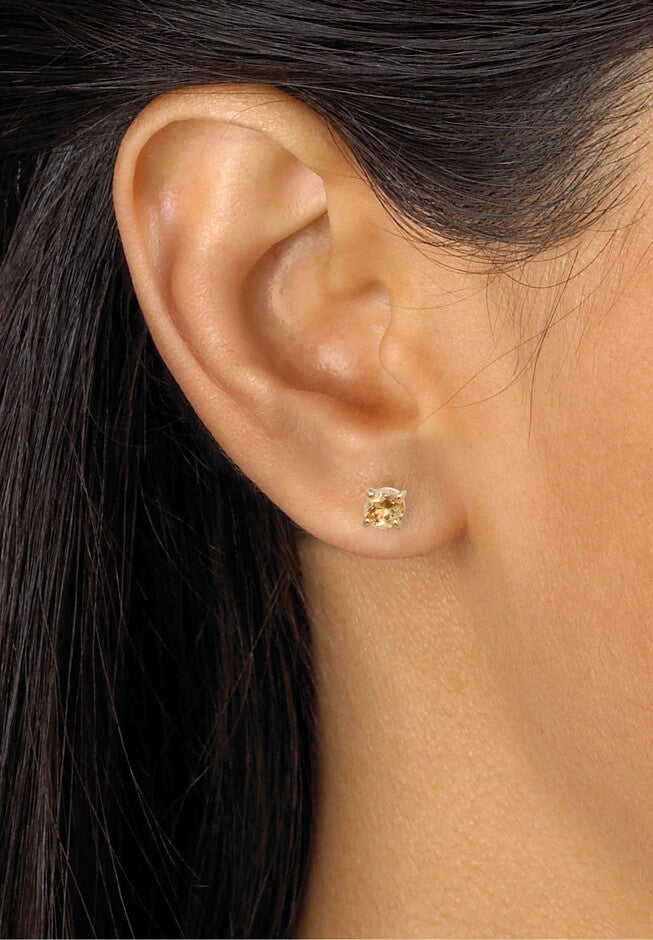 4.92 Tcw 5-Pair Set Of Genuine Gemstone Earrings 18K Gold-Plated Sterling Silver, , alternate image number null