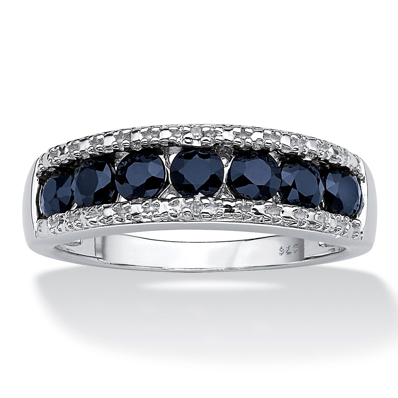 1.06 TCW Sapphire and Diamond Accent Ring in Platinum-plated Sterling Silver, WHITE, hi-res image number 0