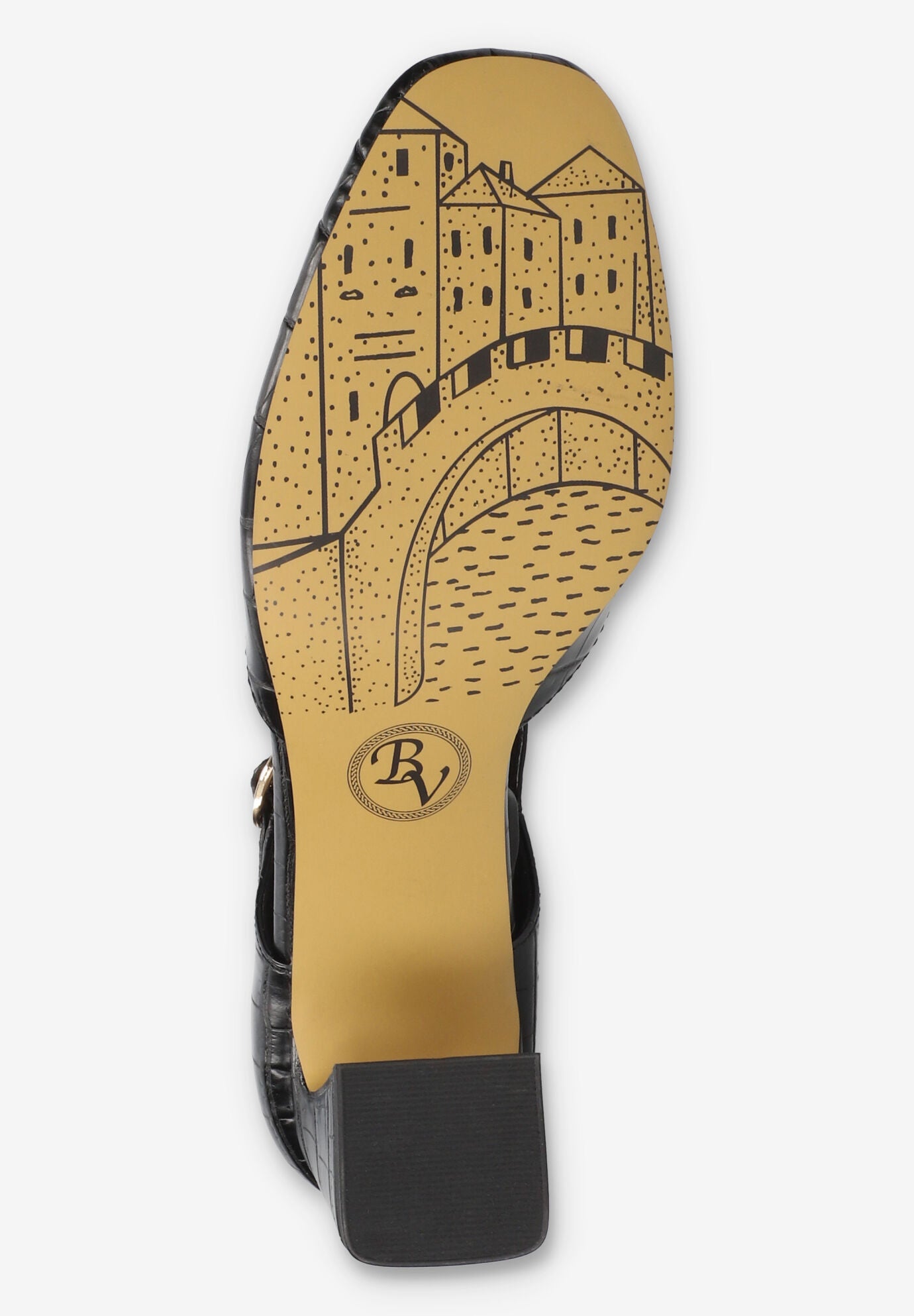 Harpswell Block Heel Pump, BLACK CROCO, alternate image number 5