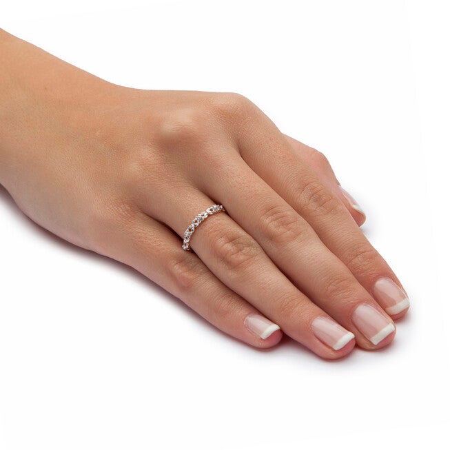 Diamond Accent Stackable Eternity Promise Ring in 10k Yellow Gold, WHITE, alternate image number null