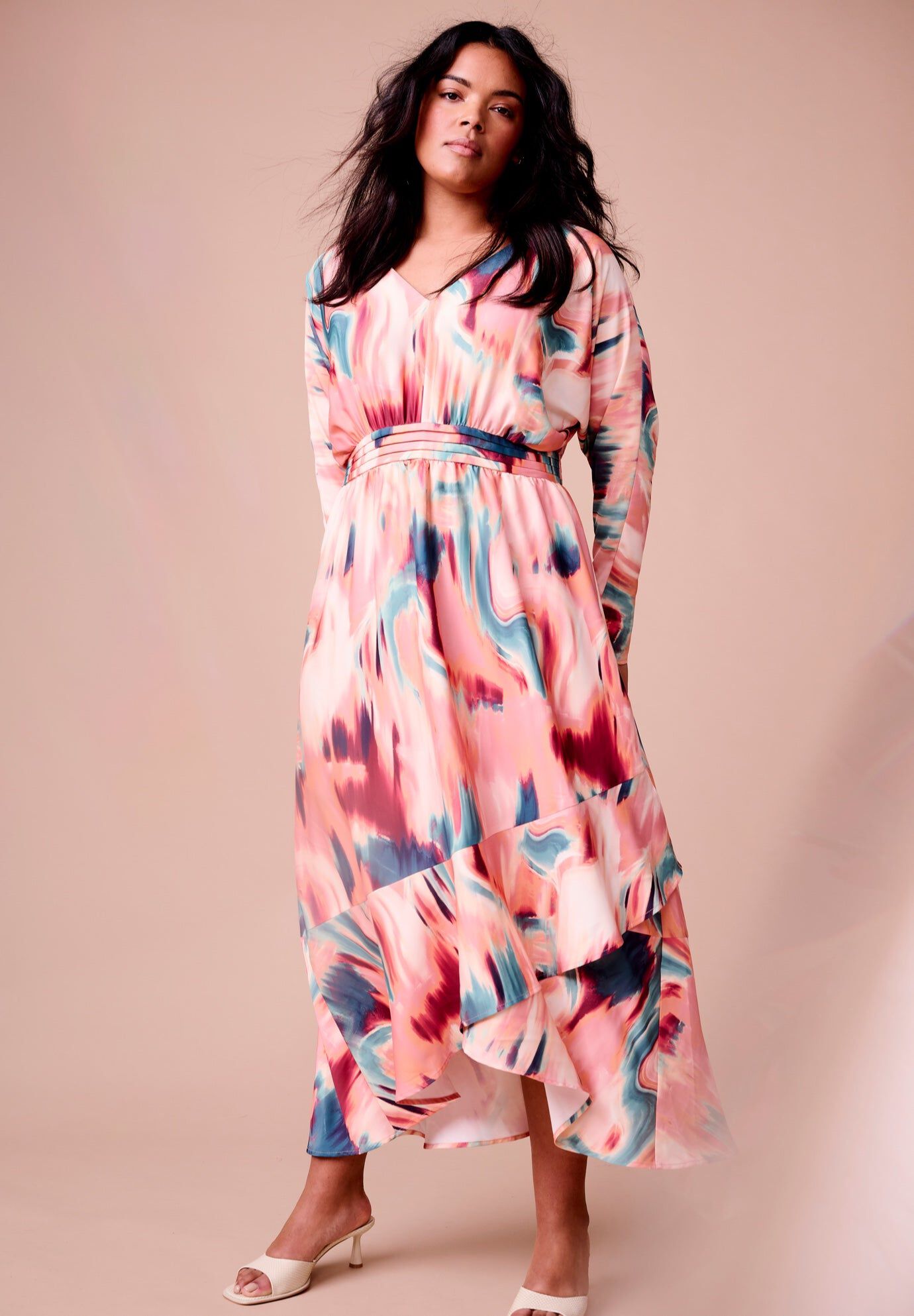 Ruffled Dolman Sleeve Maxi Dress