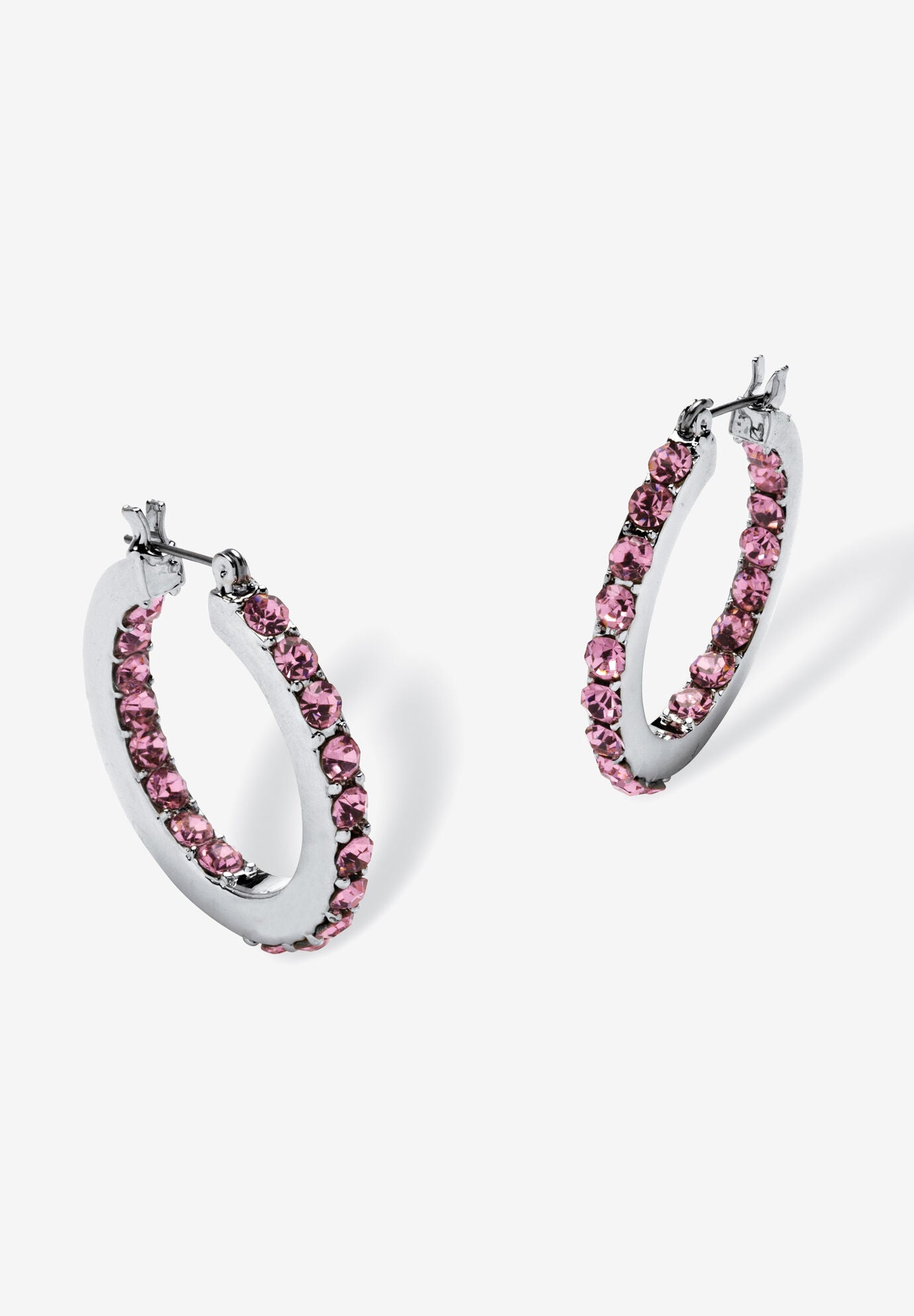 Birthstone Inside-Out Hoop Earrings In Silvertone (31Mm), JUNE, hi-res image number 0