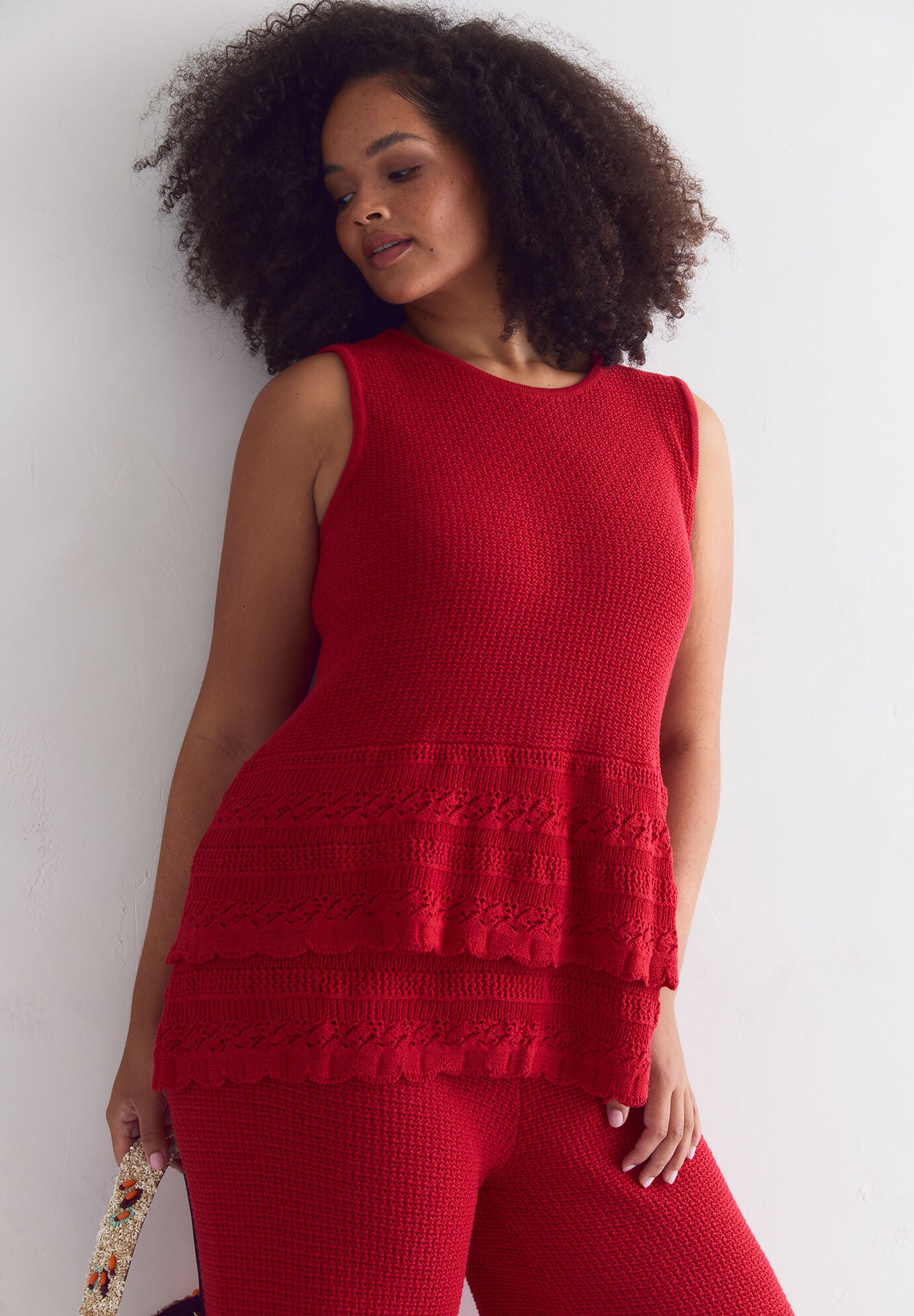 Ruffled-Hem Peplum Tank Top, SCARLET SMILE, alternate image number 5