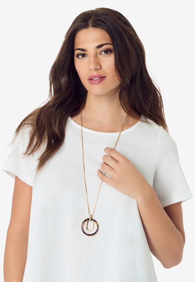 Tortoiseshell Circle Necklace, , alternate image number null