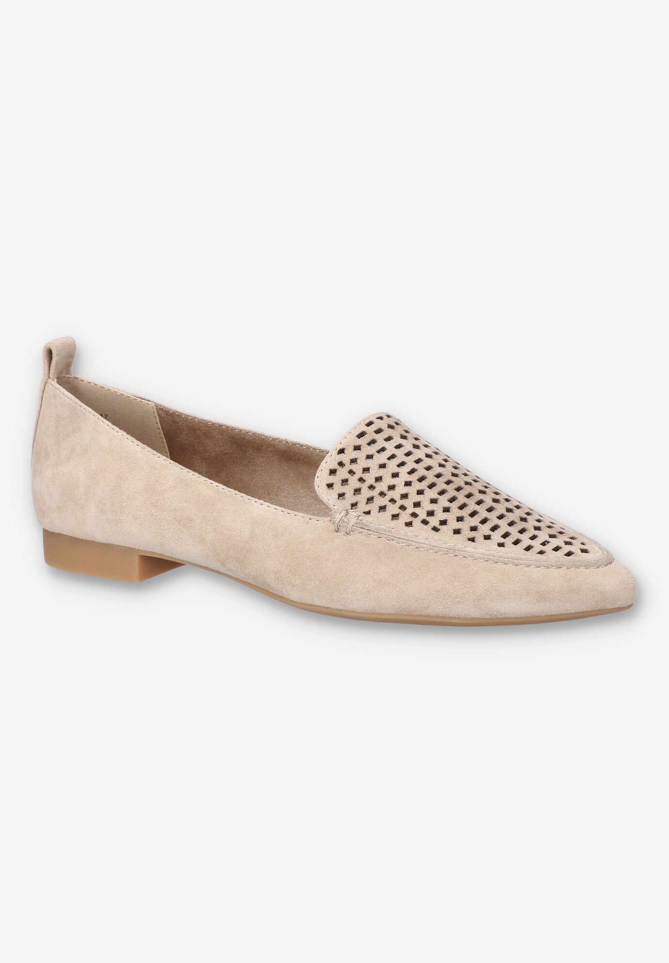 Alessi Perf Pointed Toe Flat, ALMOND SUEDE, hi-res image number 0