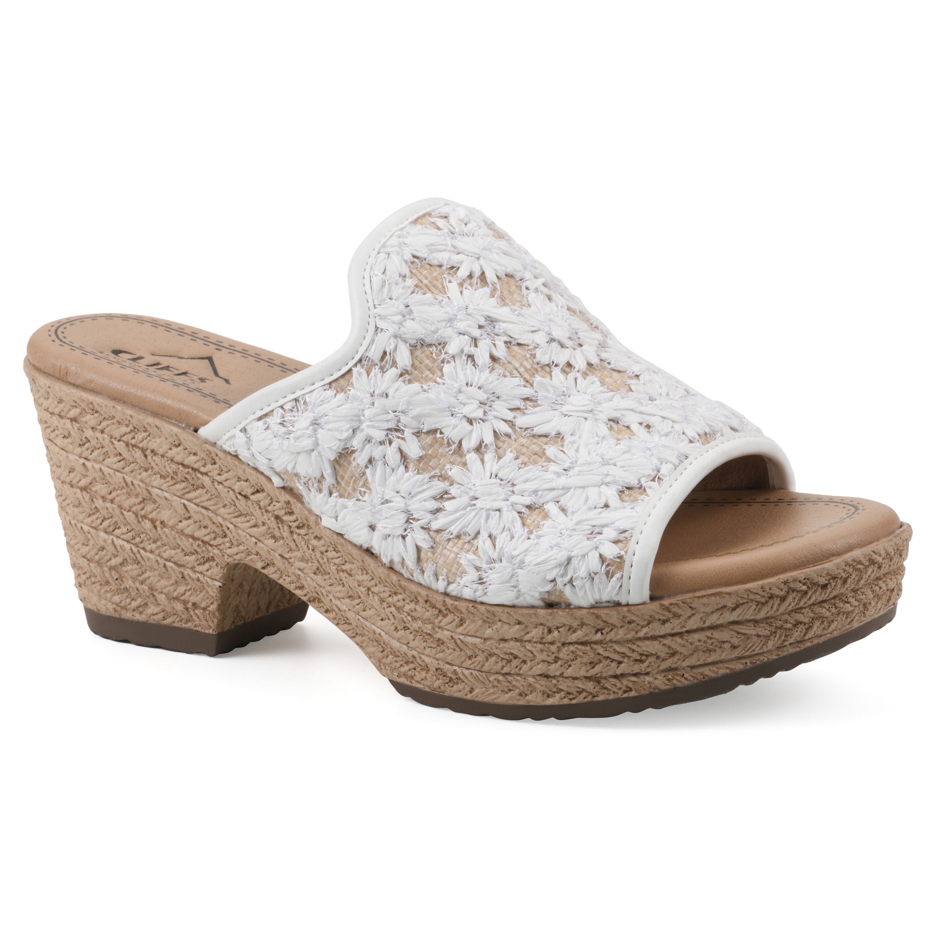 Bizzie Wedge Sandal, WHITE FABRIC, hi-res image number 0