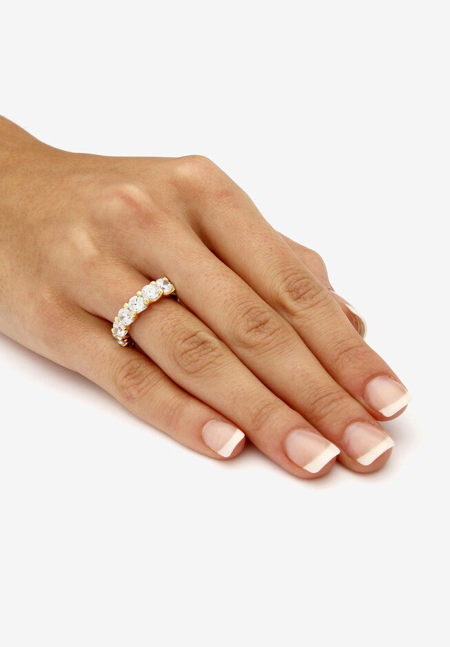 3.50 Cttw. Round Gold-Plated Sterling Silver Cubic Zirconia Wedding Ring, , alternate image number null