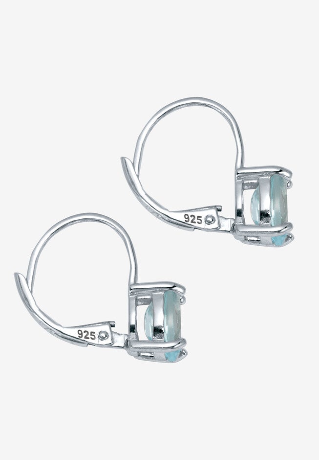 3.20 Tcw Oval Cut Genuine Blue Topaz Sterling Silver Earrings, , on-hover image number null