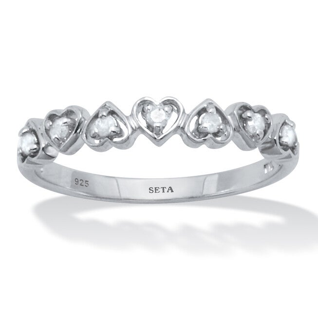 .11 TCW Interchanging Diamond Platinum Over Sterling Silver Heart Ring, WHITE, hi-res image number null