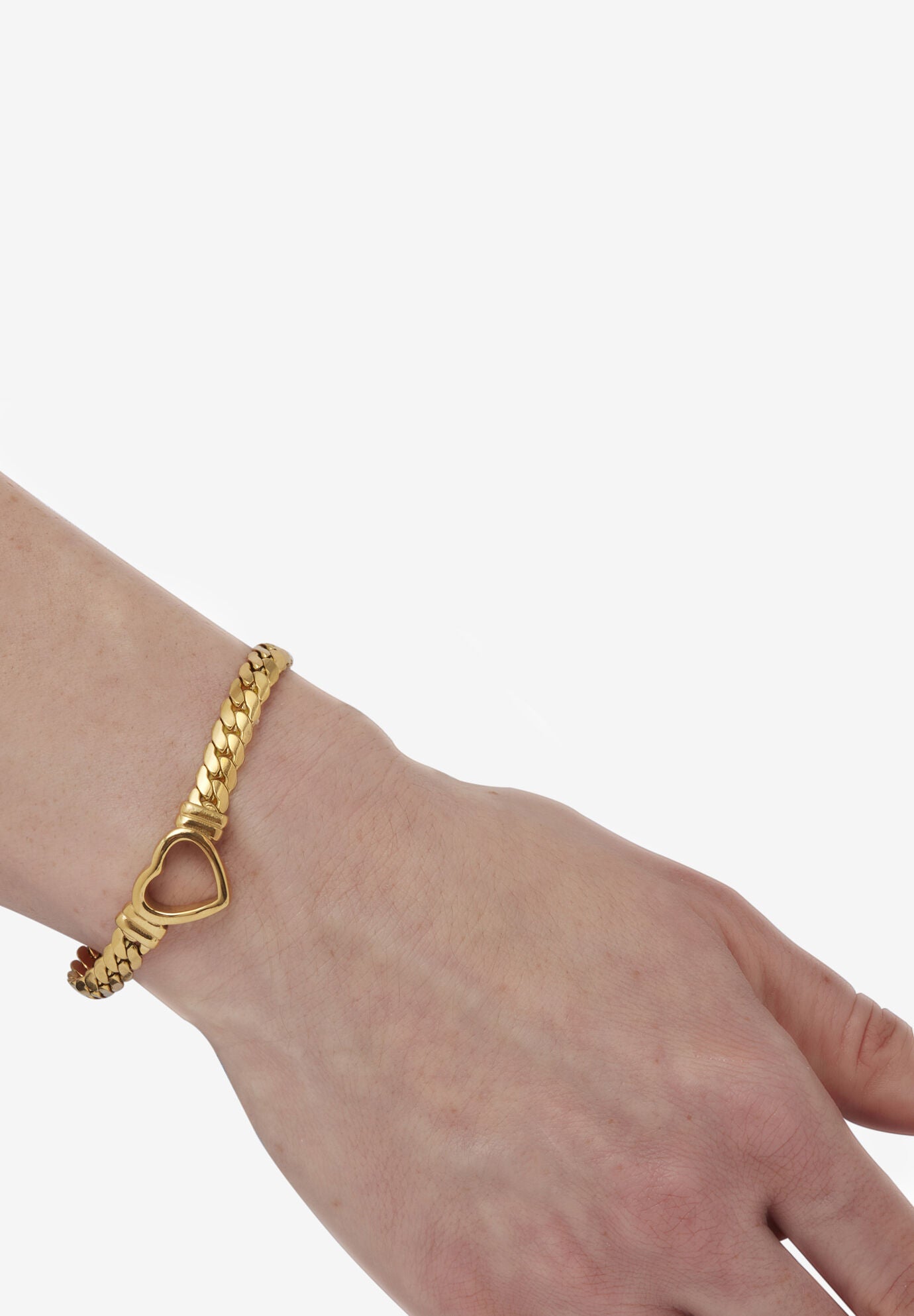 Yellow Gold Ion-Plated Stainless Steel Heart Bracelet And Necklace 16 Inch, , alternate image number 3