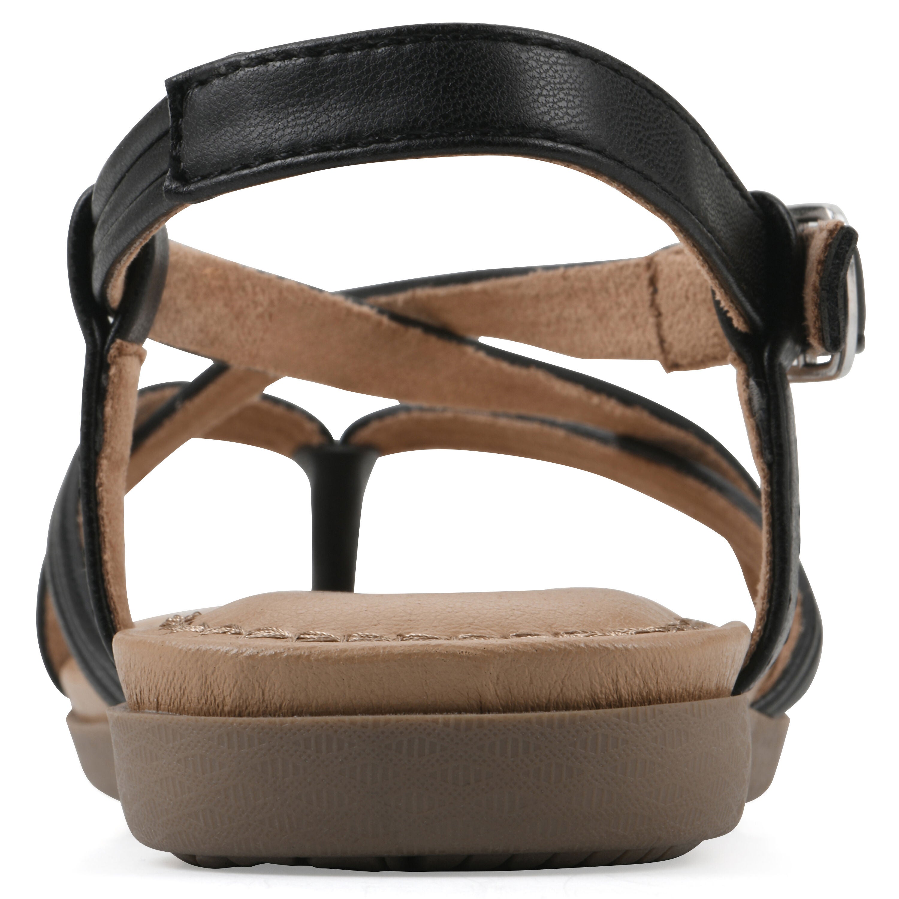 Frania Strappy Flat Sandal, BLACK SMOOTH, on-hover image number 1