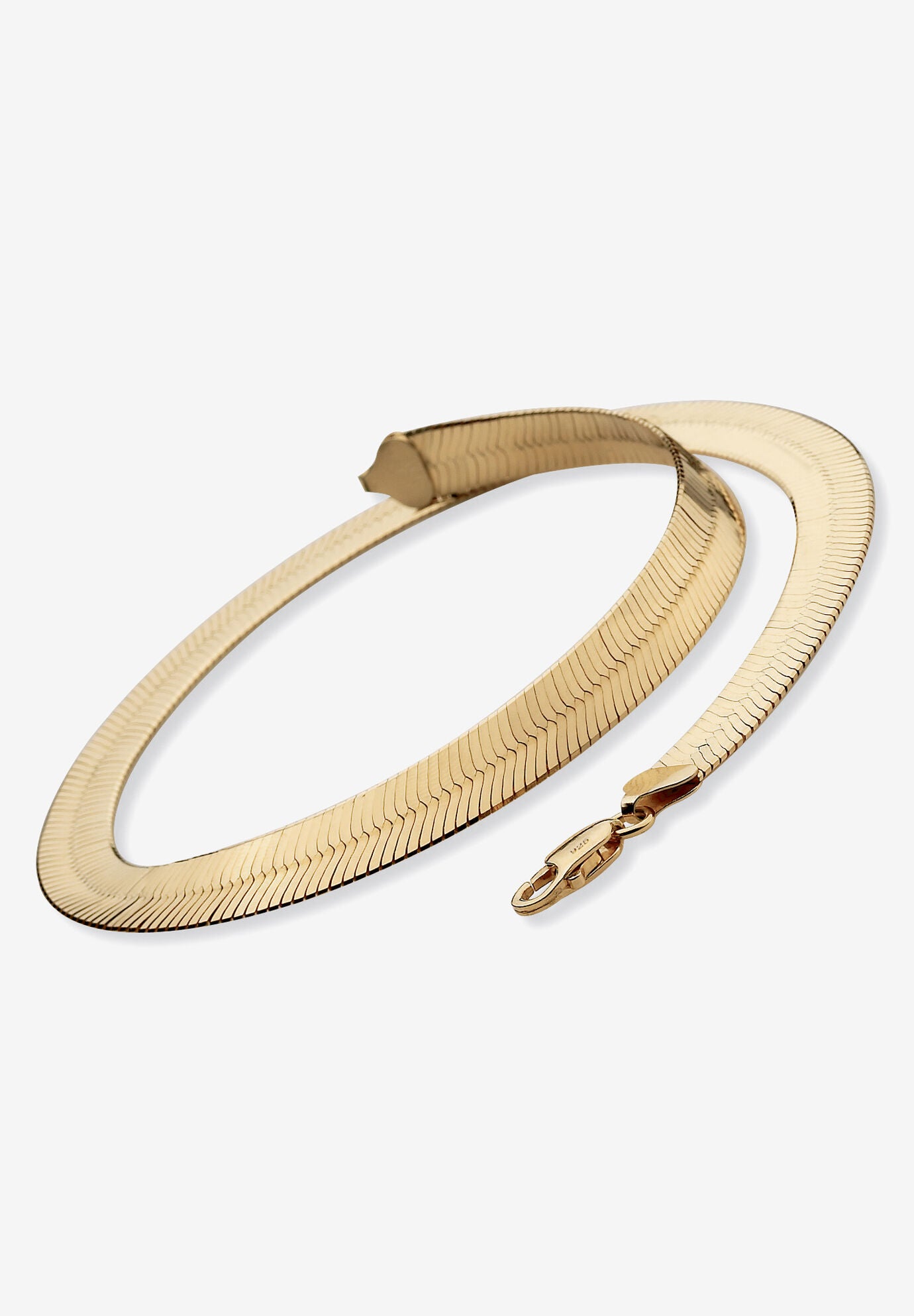 Herringbone Necklace In .925 Sterling Silver With A Golden Finish, , on-hover image number 1