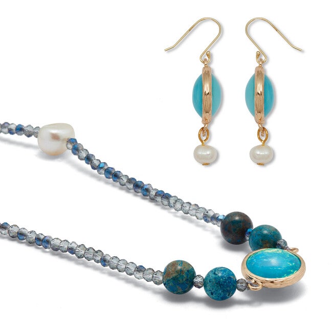 Simulated Blue Opal Jewelry Set, BLUE, on-hover image number null
