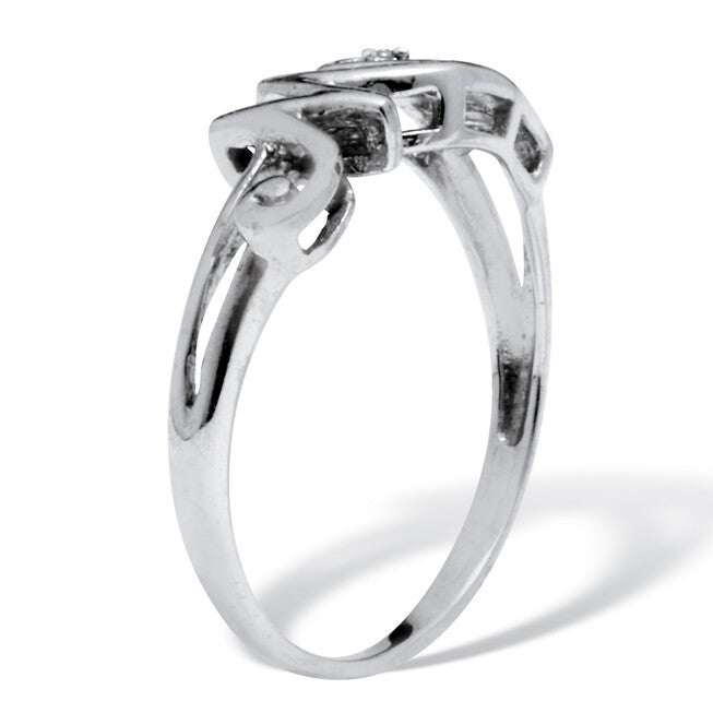 Round Diamond "Mom" Heart Sterling Silver Ring, WHITE, on-hover image number 1