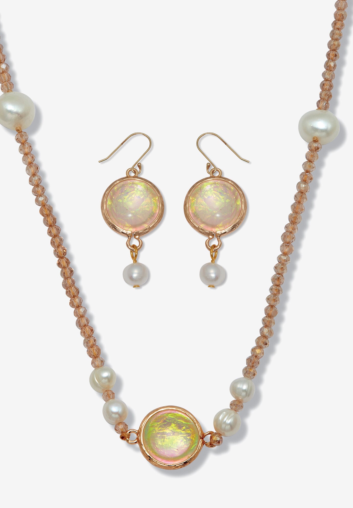 Simulated Opal Jewelry Set, WHITE, hi-res image number 0