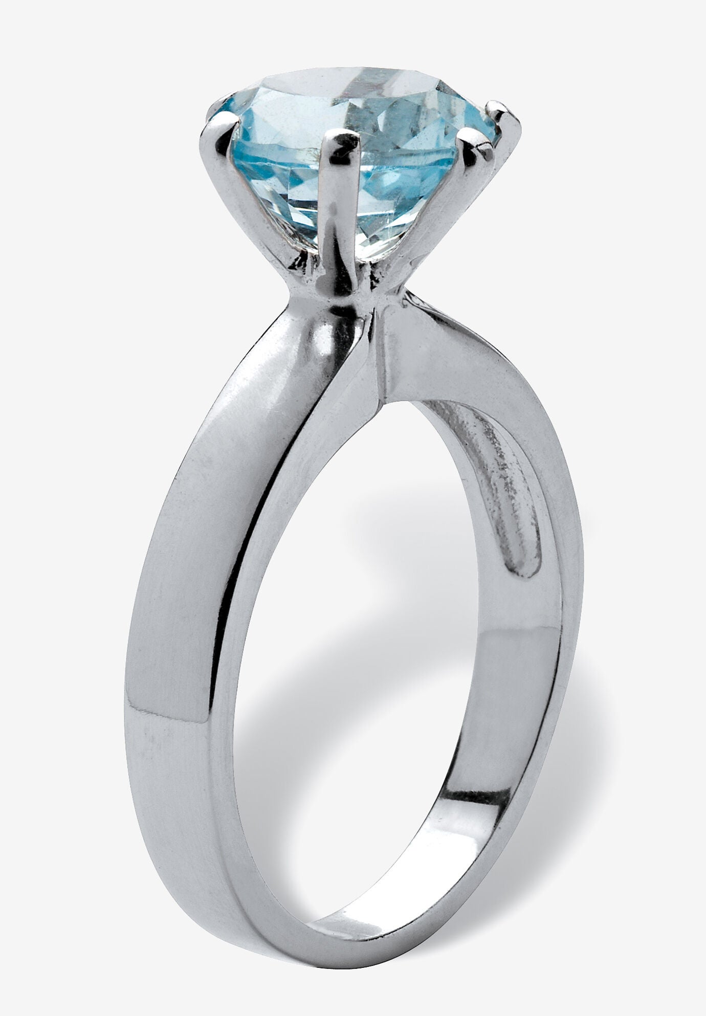 3.80 Tcw Round Genuine Blue Topaz Solitaire Ring .925 Sterling Silver, , on-hover image number 1