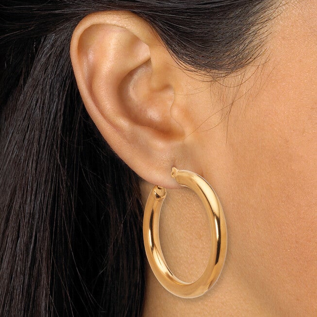 Yellow Gold Ion-Plated Stainless Steel Hoop Earring Set, GOLD, alternate image number null