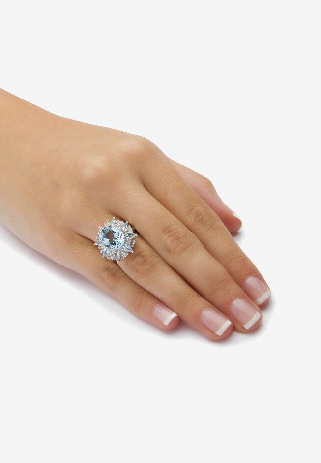 8.60 Tcw Oval-Cut Genuine Blue And White Topaz Ring, , alternate image number 2