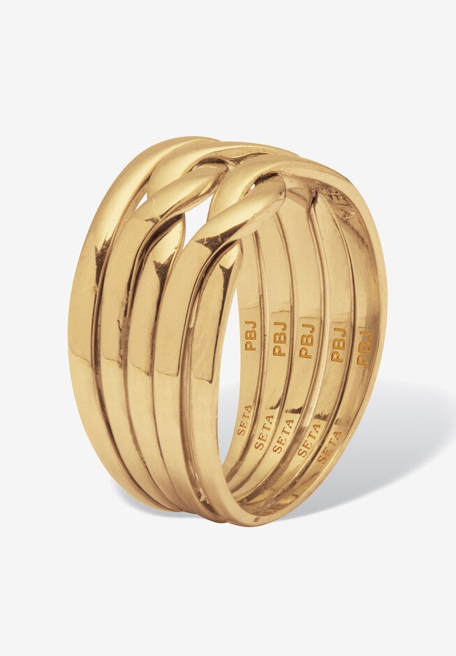 14K Yellow Gold-Plated 5 Piece Puzzle Ring, , on-hover image number null