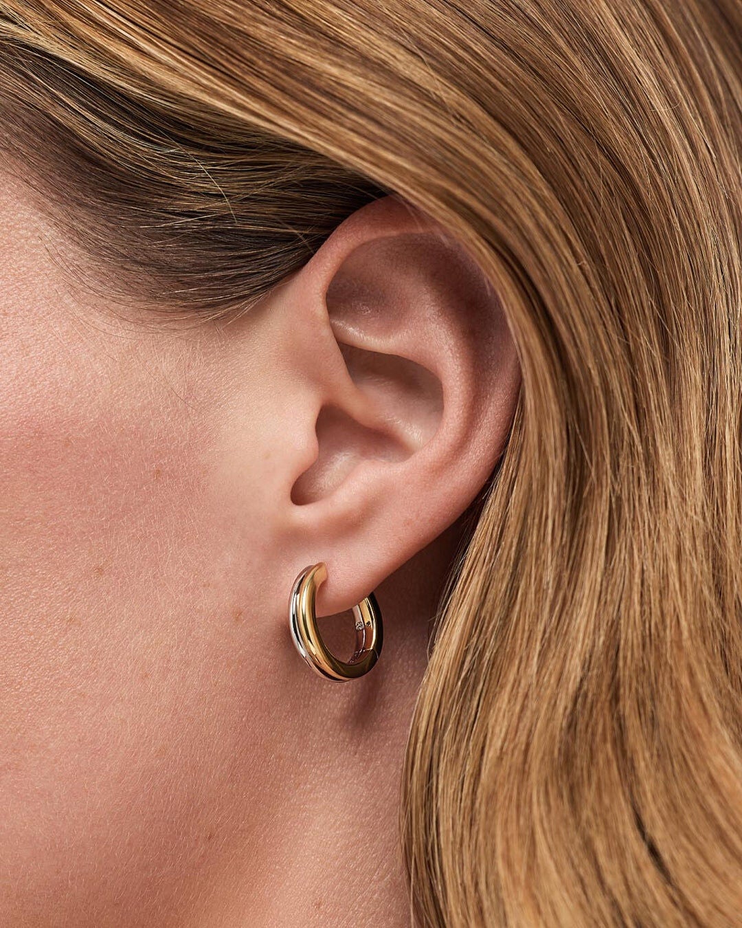 Asher Medium Hoop Earrings, TWO TONE, alternate image number 2