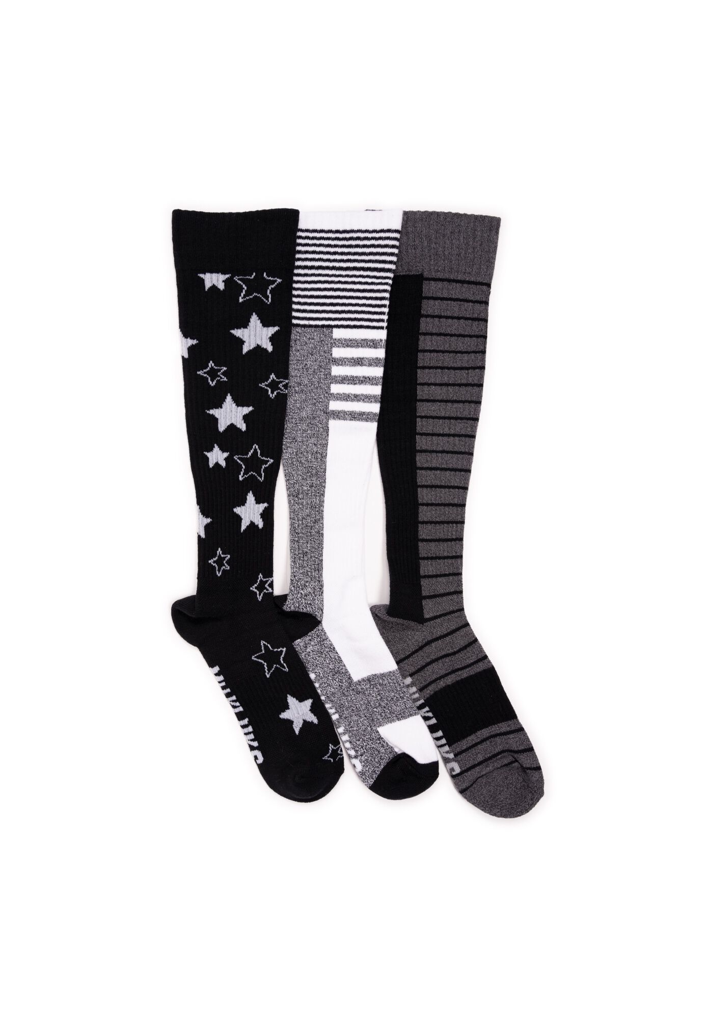 Women&#39;S 3 Pack Cotton Compression Knee-High Socks, EBONY, hi-res image number 0