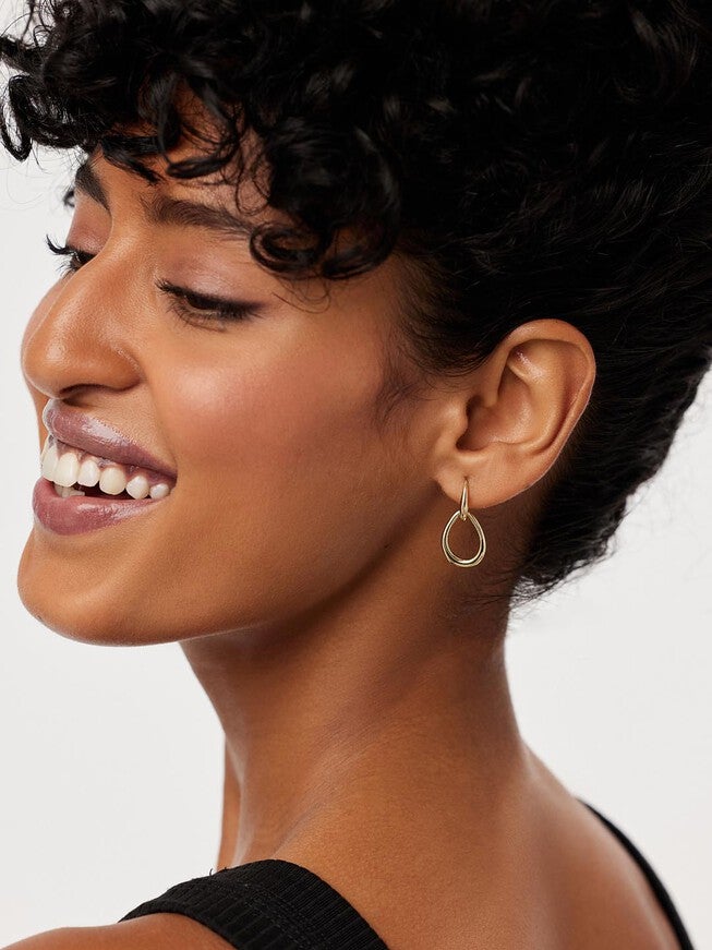 Sage Gold Drop Earrings, GOLD, alternate image number 3