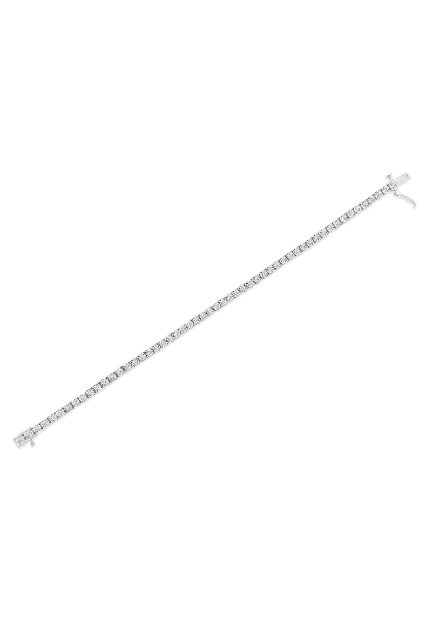 Sterling Silver Miracleset Diamond Round Faceted Bezel Tennis Bracelet 6 inches, , alternate image number 3