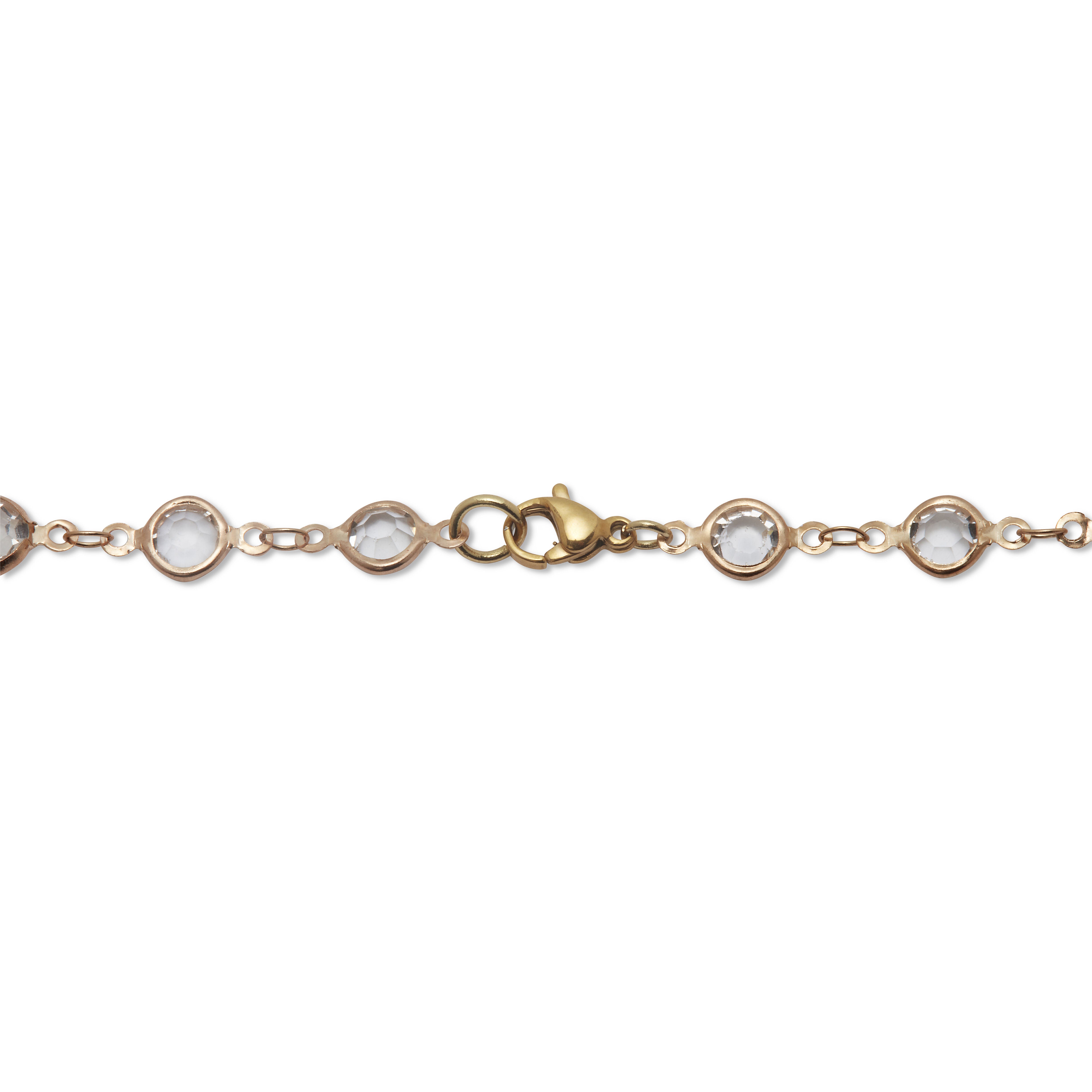 White Crystal and Pearl Gold Ion-Plated Stainless Steel Long Necklace, 40 Inches, WHITE, on-hover image number 1