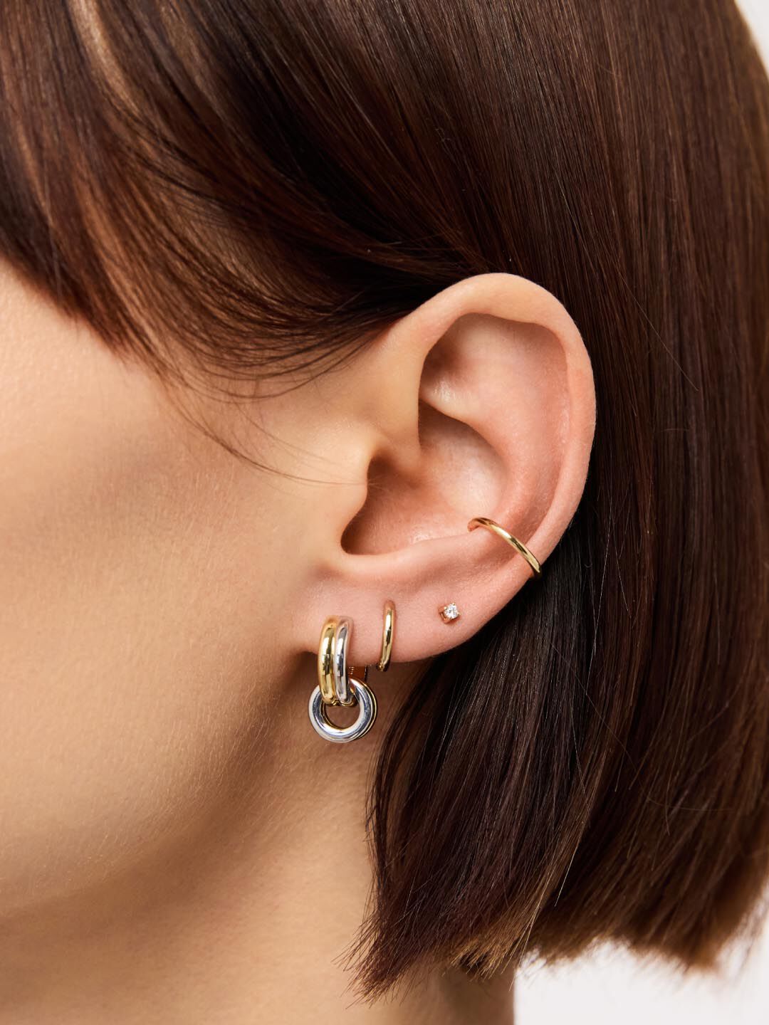 Huggie Earrings - Asher Drop, GOLD, alternate image number 1