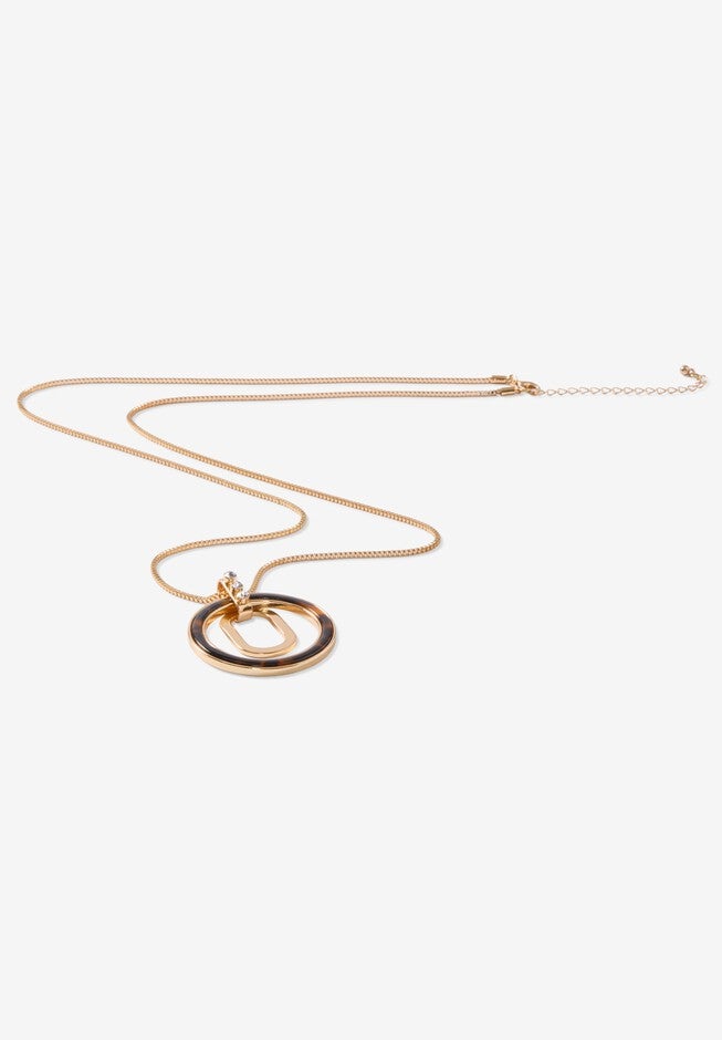 Tortoiseshell Circle Necklace, GOLD, alternate image number null