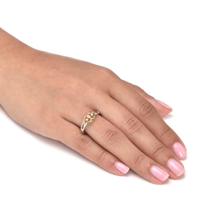 .03 TCW Diamond Tutone Sterling Silver Interlocking Heart Ring, WHITE, alternate image number null