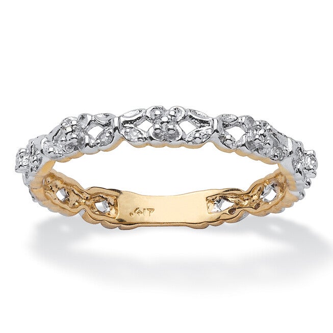 Diamond Accent Stackable Eternity Promise Ring in 10k Yellow Gold, WHITE, hi-res image number null