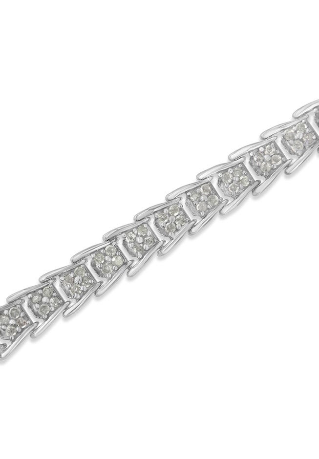 Sterling Silver Diamond Chevron Link Tennis Bracelet, , alternate image number null