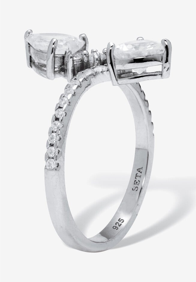 1.92 Tcw Heart Shaped Cubic Zirconia Sterling Silver Ring, , on-hover image number 1
