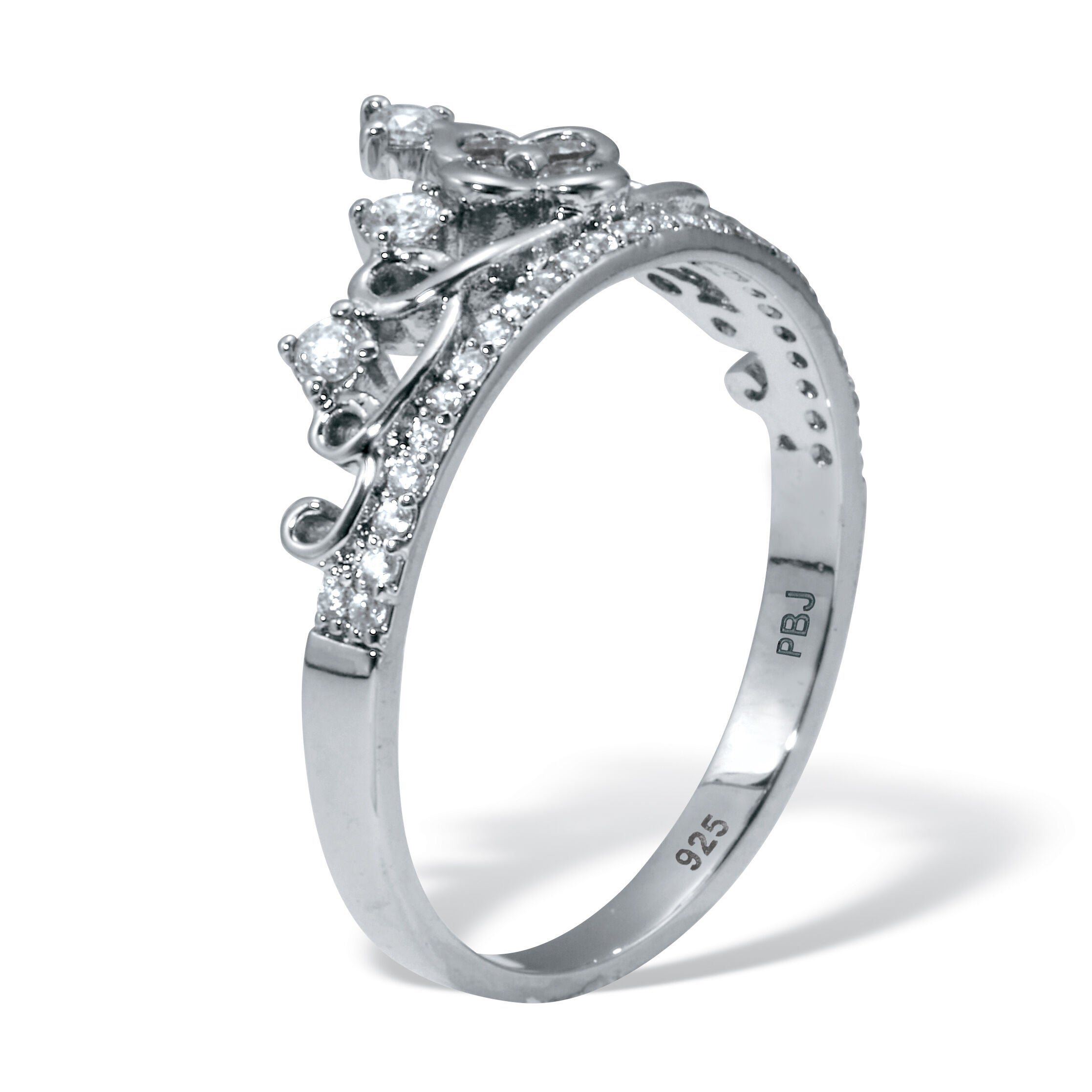 .41 TCW Round Cubic Zirconia Sterling Silver Crown Ring, WHITE, on-hover image number 1