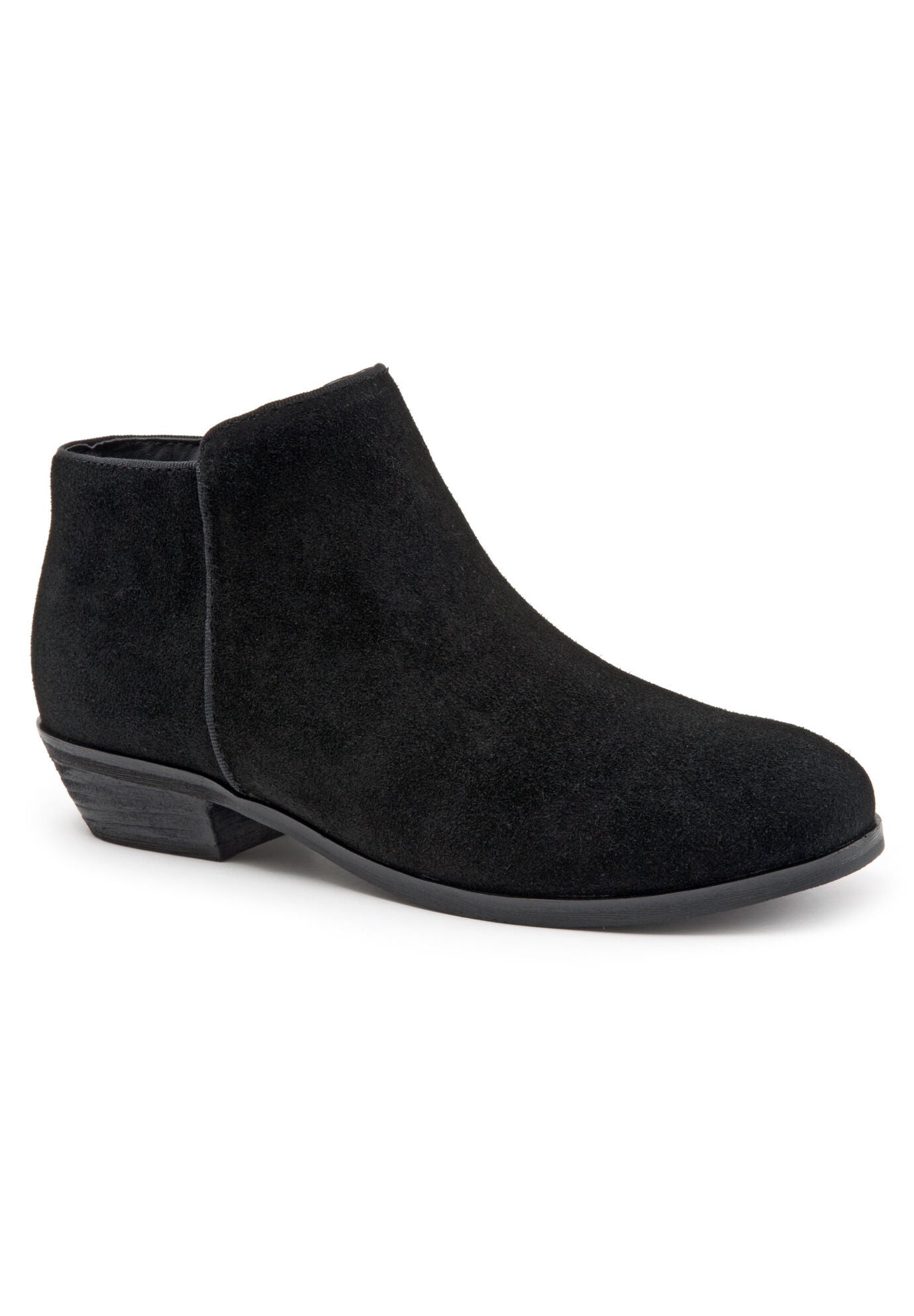 Rocklin Leather Bootie by SoftWalk&reg;, BLACK SUEDE, hi-res image number 0
