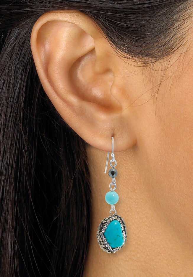Genuine And Simulated Turquoise Silvertone Necklace Set 36-Inch, , alternate image number null