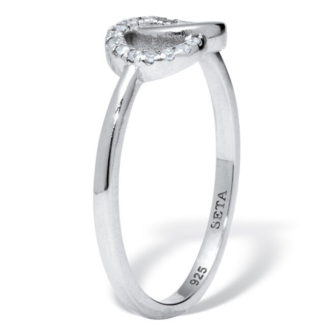 0.07 TCW Round Cubic Zirconia Sterling Silver Eternity Circles Ring, WHITE, on-hover image number null