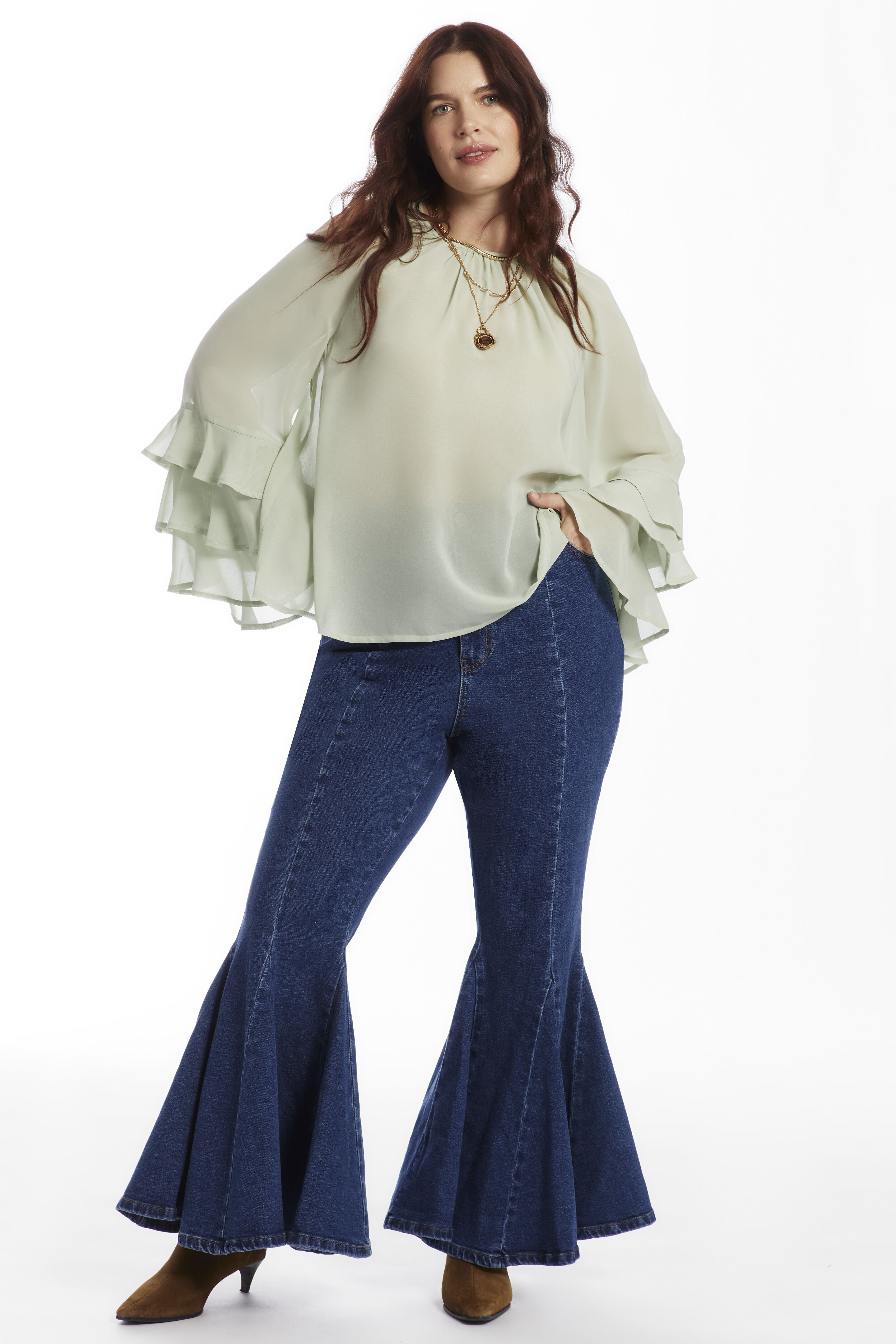 Ruffled Paisley Chiffon Blouse, MERCURY, alternate image number 3