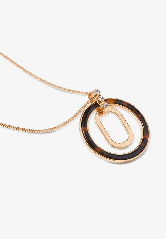 Tortoiseshell Circle Necklace, GOLD, alternate image number null