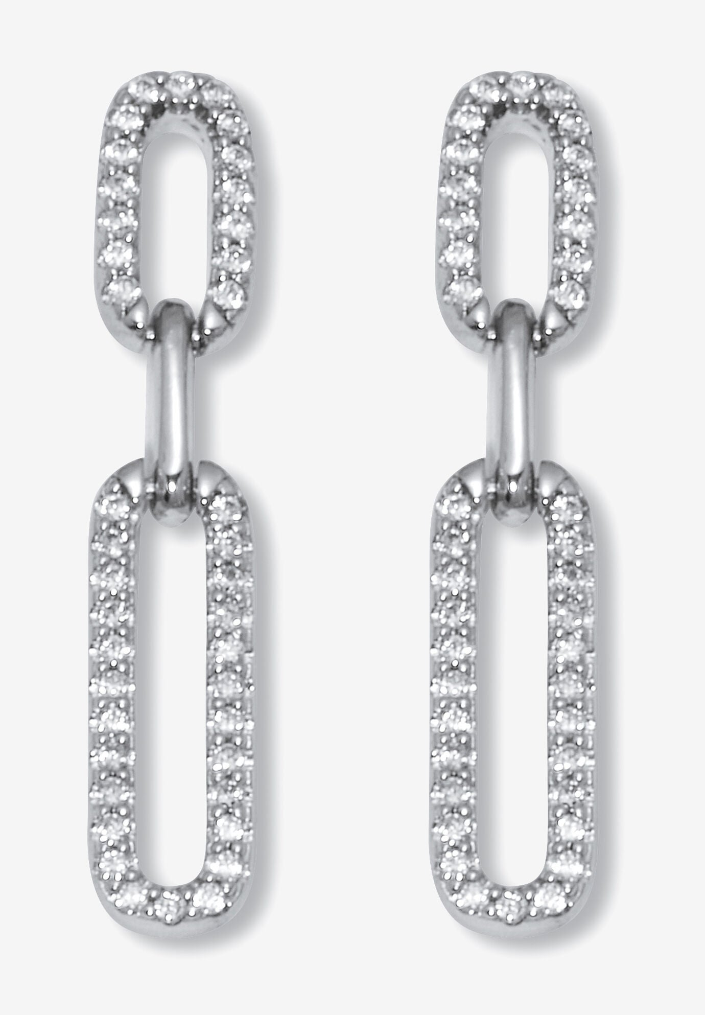 Platinum Plated Stud Earrings With 8mm Round Cubic Zirconia - A+++ Quality, Sterling Silver Base, Butterfly Back